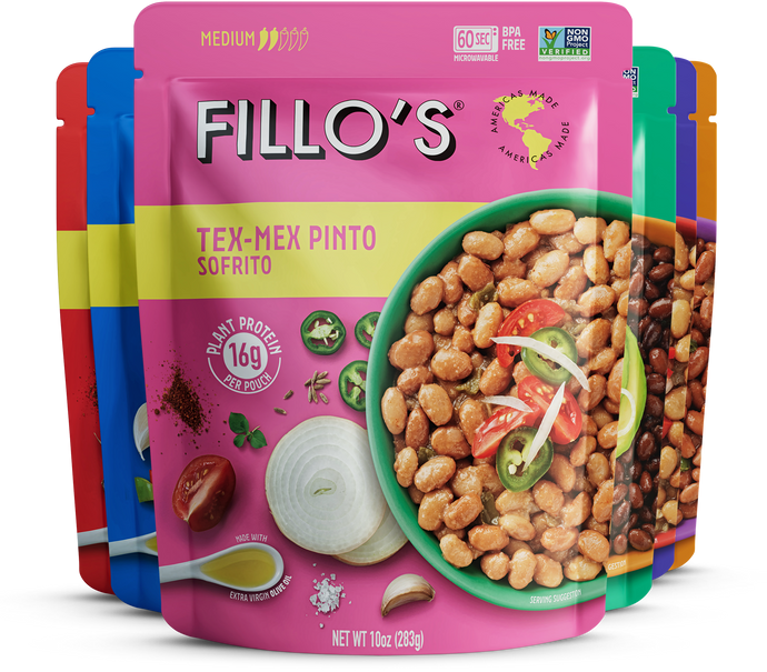 A variety of Fillo's Sofrito including Tex-Mex Pinto Sofrito. 