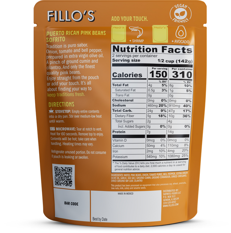 Load image into Gallery viewer, The back of a package of A package of Puerto Rican Pink Beans Sofrito.