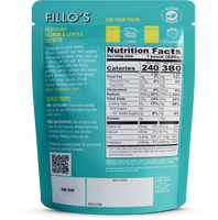 Load image into Gallery viewer, The back of a package of Fillo&#39;s Peruvian Quinoa and Lentils Sofrito. 

