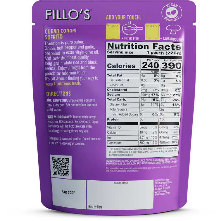 Load image into Gallery viewer, Fillo&#39;s Cuban Congri Sofrito nutrition facts, ingredients, directions, and story. 

