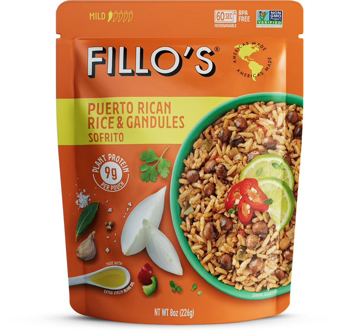 A package of Fillo's Puerto Rican Rice & Gandules Sofrito.