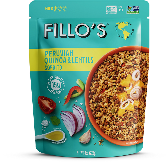 A package of Fillo's Peruvian Quinoa and Lentils Sofrito. 