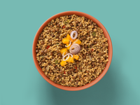 Load image into Gallery viewer, A delicious bowl of Fillo&#39;s Peruvian Quinoa and Lentils Sofrito with peppers and onion. 
