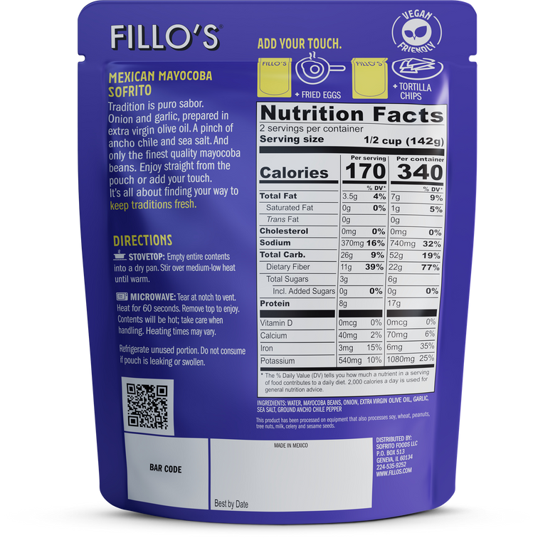 Load image into Gallery viewer, Back of Fillo&#39;s Mexican Mavocoba Sofrito with nutrition facts, directions, and ingredients. 
